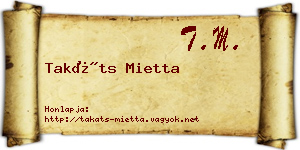 Takáts Mietta névjegykártya
